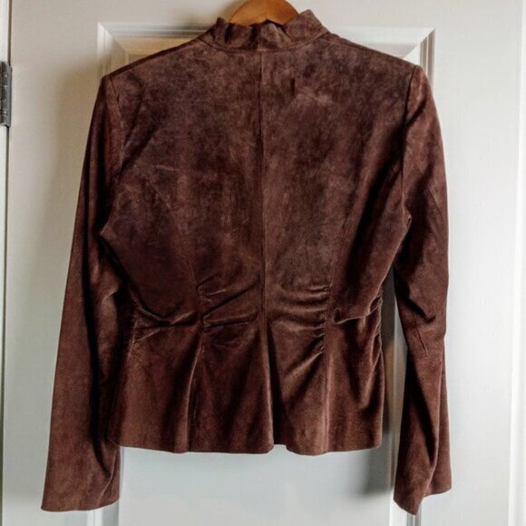 Jones New York Brown Suede Fitted Jacket - Picture 2 of 7